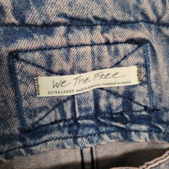 Free People We The Free Denim Smock Overall Mini Dress Pink Dreams Wash Size XL - Picture 4 of 6